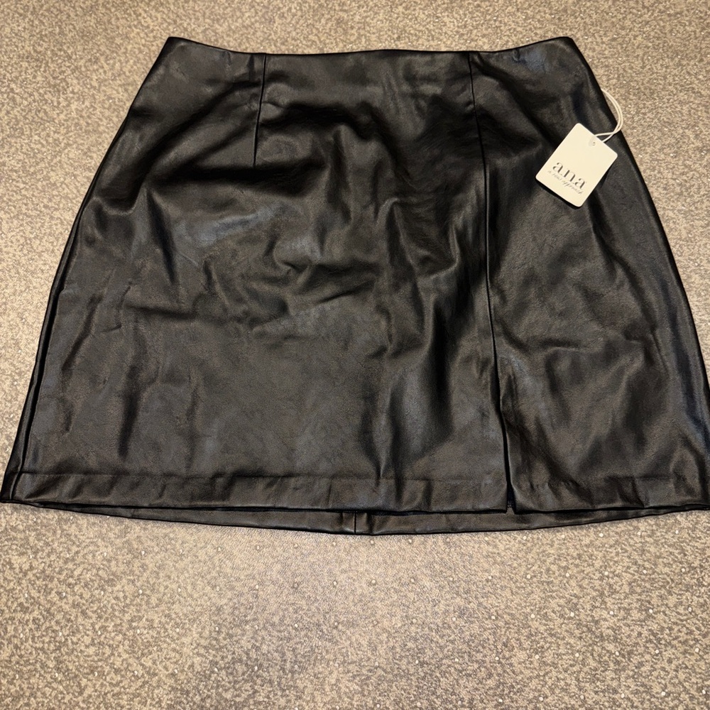 A.N.A Faux Leather Mini Skirt Black Size 14 NWT